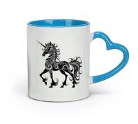 DEBINGY Ceramics Ceramic Mug Cup Silhouette Pegasus Horse or Kirin the Mythical Creature only （11oz/320ml） Dishwasher Safe Blue
