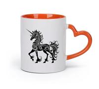 DEBINGY Ceramics Ceramic Mug Cup Silhouette Pegasus Horse or Kirin the Mythical Creature only （11oz/320ml） Dishwasher Safe Orange