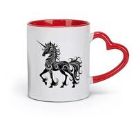 DEBINGY Ceramics Ceramic Mug Cup Silhouette Pegasus Horse or Kirin the Mythical Creature only （11oz/320ml） Dishwasher Safe Red