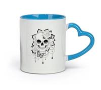 DEBINGY Ceramics Ceramic Tea Cup Beautiful Skeleton Lady Day of The Dead Bohemian Butterfly Tattoo Studio （11oz/320ml） and Microwave-Safe Blue