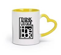 DEBINGY Ceramics Ceramic Tea Cup Motivational Quotes: Think Outside The Box and Inspire Your Team （11oz/320ml） for Office, Home Yellow