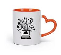 DEBINGY Ceramics Ceramic Tea Cup Online Computer Social Network Setting Gamer Internet System （11oz/320ml） Dishwasher Safe Orange