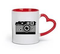 DEBINGY Ceramics Ceramic Tea Cup Photography Camera Photography Studio Unique Video Photography （11oz/320ml） for Home and Office Red