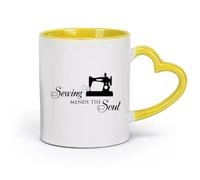 DEBINGY Ceramics Ceramic Tea Cup Sewing Mending Soul Seamstress Quote Sewing Shop Sewing （11oz/320ml） for Home and Office Yellow