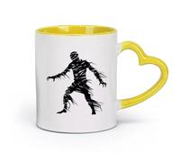 DEBINGY Ceramics Ceramic Tea Cup Silhouette Mummy Attack the Egypt Mythical Creature only （11oz/320ml） for Home and Office Yellow