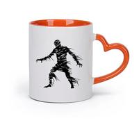 DEBINGY Ceramics Ceramic Tea Cup Silhouette Mummy Attack the Egypt Mythical Creature only （11oz/320ml） for Home and Office Orange