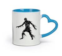 DEBINGY Ceramics Ceramic Tea Cup Silhouette Mummy Attack the Egypt Mythical Creature only （11oz/320ml） for Home and Office Blue