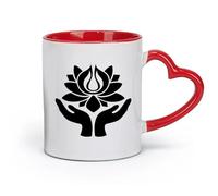DEBINGY Ceramics Ceramic Tea Cup Yoga Buddhism Lotus Hand Meditation Mantra Yoga Pose （11oz/320ml） fine China (Ceramic) Red