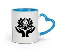 DEBINGY Ceramics Ceramic Tea Cup Yoga Buddhism Lotus Hand Meditation Mantra Yoga Pose （11oz/320ml） fine China (Ceramic) Blue
