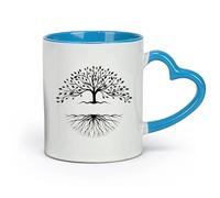 DEBINGY Ceramics Coffee and Tea Cups Abstract Silhouette of Tree and Root Logo Tree of Life Logo Design Inspiration on （11oz/320ml） Restaurant, Office Blue