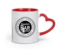 DEBINGY Ceramics Coffee and Tea Cups Bar Tavern Wine Game Room Good Drink Friends Time （11oz/320ml） Dishwasher and Microwave Safe Red