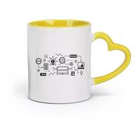 DEBINGY Ceramics Coffee and Tea Cups Teamwork Success Hard Work Dream Team Inspiring Motivational Quotes Geek （11oz/320ml） Dishwasher Safe Yellow