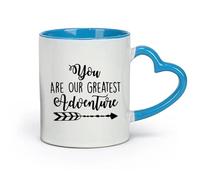 DEBINGY Ceramics Coffee Cup Adventure Quotes You are Our Greatest Adventure Boho Baby Room （11oz/320ml） for Home or Work Blue
