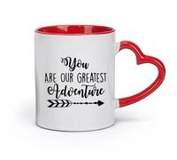 DEBINGY Ceramics Coffee Cup Adventure Quotes You are Our Greatest Adventure Boho Baby Room （11oz/320ml） for Home or Work Red