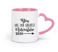 DEBINGY Ceramics Coffee Cup Adventure Quotes You are Our Greatest Adventure Boho Baby Room （11oz/320ml） for Home or Work Pink