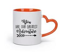 DEBINGY Ceramics Coffee Cup Adventure Quotes You are Our Greatest Adventure Boho Baby Room （11oz/320ml） for Home or Work Orange