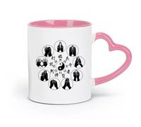 DEBINGY Ceramics Coffee Cup Taoist Lin Bing Douzhe All March Forward in Formation Hand Gestures Nine-Character Mantra （11oz/320ml） Restaurant, Office Pink