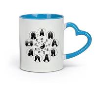 DEBINGY Ceramics Coffee Cup Taoist Lin Bing Douzhe All March Forward in Formation Hand Gestures Nine-Character Mantra （11oz/320ml） Restaurant, Office Blue