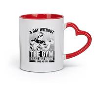 DEBINGY Ceramics Coffee & Hot Drinks a Day Without the Gym is Like just Kidding i Have no idea Graphic Design （11oz/320ml） Dishwasher Safe Red