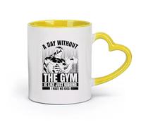 DEBINGY Ceramics Coffee & Hot Drinks a Day Without the Gym is Like just Kidding i Have no idea Graphic Design （11oz/320ml） Dishwasher Safe Yellow