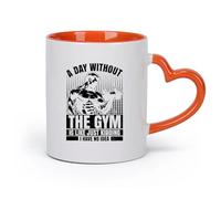 DEBINGY Ceramics Coffee & Hot Drinks a Day Without the Gym is Like just Kidding i Have no idea Graphic Design （11oz/320ml） Dishwasher Safe Orange