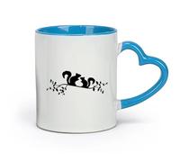 DEBINGY Ceramics Coffee & Hot Drinks Couple Squirrel Kids Girl Boy Playroom Funny Animals Tree Branches （11oz/320ml） Restaurant, Office Blue