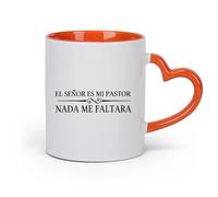 DEBINGY Ceramics Coffee & Hot Drinks The Lord is My Shepherd Christian Spanish Quotes El Enor ES Mi Pastor Nada Me Faltara God Quotes （11oz/320ml） for Home and Office Orange