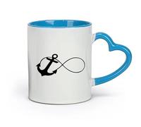 DEBINGY Ceramics Coffee Milk Tea Ceramic Mugs Infinity Symbol Anchor Baby Sailing （11oz/320ml） Dishwasher Microwave Safe,for Office and Home Blue