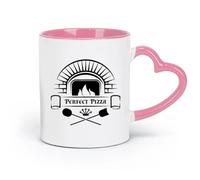 DEBINGY Ceramics Coffee Milk Tea Ceramic Mugs Pizza Logo Pizzeria Bakery Italian Food （11oz/320ml） for Coffee Oatmeal Tea Easy to Clean Pink