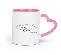 DEBINGY Ceramics Coffee Mug, Joshua 24:15 Christian Quotes We Will Serve The Lord Quotes Bible Verses （11oz/320ml） for Office, Home Pink