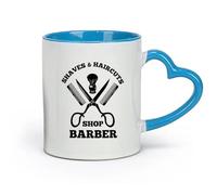 DEBINGY Ceramics Coffee Mug, Men's Barber Shop Logo Tools Haircut Shaving （11oz/320ml） Humorous Gift for Coffee Lovers, Work Besties, Coworkers & Friends Blue