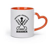 DEBINGY Ceramics Coffee Mug, Men's Barber Shop Logo Tools Haircut Shaving （11oz/320ml） Humorous Gift for Coffee Lovers, Work Besties, Coworkers & Friends Orange