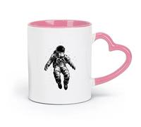 DEBINGY Ceramics Coffee Mug Silhouette Astronaut Floating in Space only Full Body （11oz/320ml） Dishwasher and Microwave Safe Pink