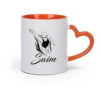 DEBINGY Ceramics Coffee Mug, Swimmer Summer Swimmer Swimming Pool Club Swimming Sport （11oz/320ml） Unique Office Gift for Women & Men Orange