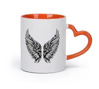 DEBINGY Ceramics Coffee Mug with Handle - Classic Ceramic Angel Wing （11oz/320ml） Humorous Gift for Coffee Lovers, Work Besties, Coworkers & Friends Orange