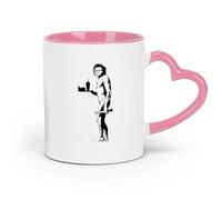DEBINGY Ceramics Coffee Mug with Handle - Classic Ceramic Caveman Takeaway Fast Food Room （11oz/320ml） Nice Xmas Gift Pink