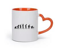 DEBINGY Ceramics Cool Mugs and Cups Human Evolution History Quotes from Apes to Computer Geek Teenagers （11oz/320ml） for Office, Home Orange