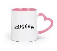 DEBINGY Ceramics Cool Mugs and Cups Human Evolution History Quotes from Apes to Computer Geek Teenagers （11oz/320ml） for Office, Home Pink