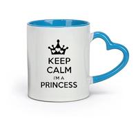 DEBINGY Ceramics Cool Mugs and Cups Keep Calm I Am A Princess Quote Baby Crown （11oz/320ml） Stylish & Durable - Microwave & Dishwasher Safe Blue