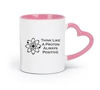 DEBINGY Ceramics Cool Mugs and Cups Think Like A Proton Always Positive Quote Science School （11oz/320ml） Dishwasher Safe Pink