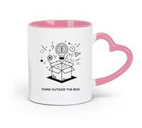 DEBINGY Ceramics Durable Mugs Motivational Phrases for Teenagers to Think Outside The Box Brain Company （11oz/320ml） for Home or Work Pink