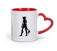 DEBINGY Ceramics Durable Mugs Silhouette elf or Elves Mythical Race from Game only （11oz/320ml） for Coffee Oatmeal Tea Easy to Clean Red