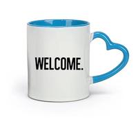 DEBINGY Ceramics Durable Mugs Welcome to The Introduction Corridor Simple Greeting （11oz/320ml） Ceramic Coffee Mugs for Home or Work Blue