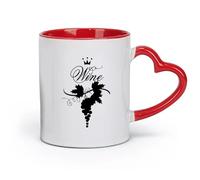 DEBINGY Ceramics Home and Office Mugs Stylized Grapes Symbol Wine Shop Vine （11oz/320ml） for Coffee, Soup, Tea, Milk, Latte, hot Cocoa, Ladies, Men Red