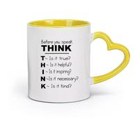 DEBINGY Ceramics Home and Office Mugs Think Before You Speak Student Motivation （11oz/320ml） Office, Home, Café, Dishwasher & Microwave Safe Yellow