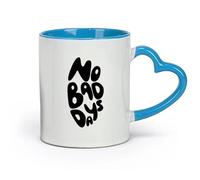 DEBINGY Ceramics Hot Chocolate Cups 70s Retro Hand Lettering no Bad Days Groovy Doodle Typography （11oz/320ml） for Home or Work Blue