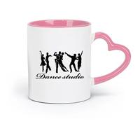 DEBINGY Ceramics Hot Chocolate Cups Dance Studio Couples Passionate Ballroom Dance Dance Studio （11oz/320ml） and Microwave-Safe Pink