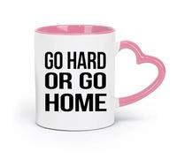 DEBINGY Ceramics Hot Chocolate Cups Motivational Quote Work Hard Or Motivational Words （11oz/320ml） for Tea Coffee Hot Brew Pink