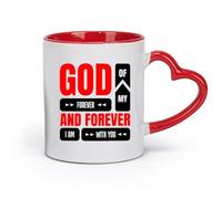 DEBINGY Ceramics Hot Chocolate Cups My God is with You Always and Forever Inspirational Quotes Bible Verses Christian （11oz/320ml） Restaurant, Office Red