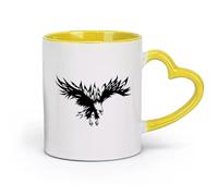 DEBINGY Ceramics Large Mugs for Hot Drinks Eagle Wildlife Hawk Flying Eagle （11oz/320ml） for Coffee, Soup, Tea, Milk, Latte, hot Cocoa, Ladies, Men Yellow
